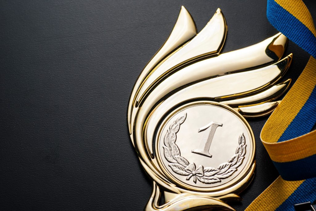 Champions gold trophy medal award